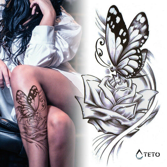 Leptir na ruži - TETO Privremene Tetovaže