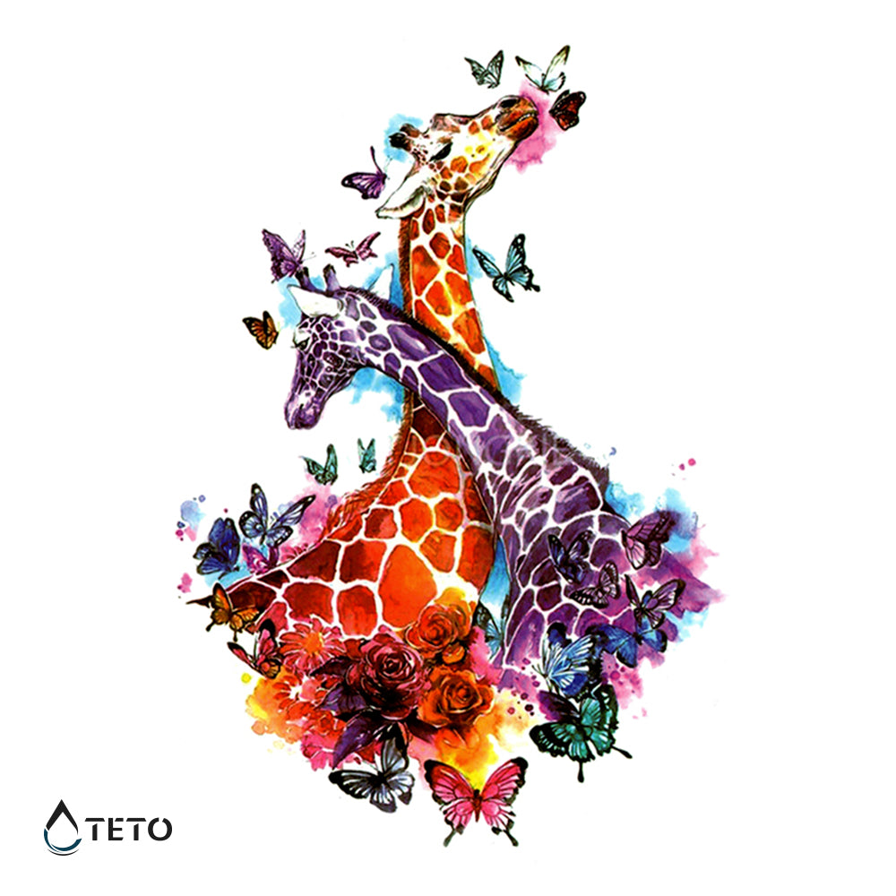 Žirafe s leptirima - TETO Privremene Tetovaže