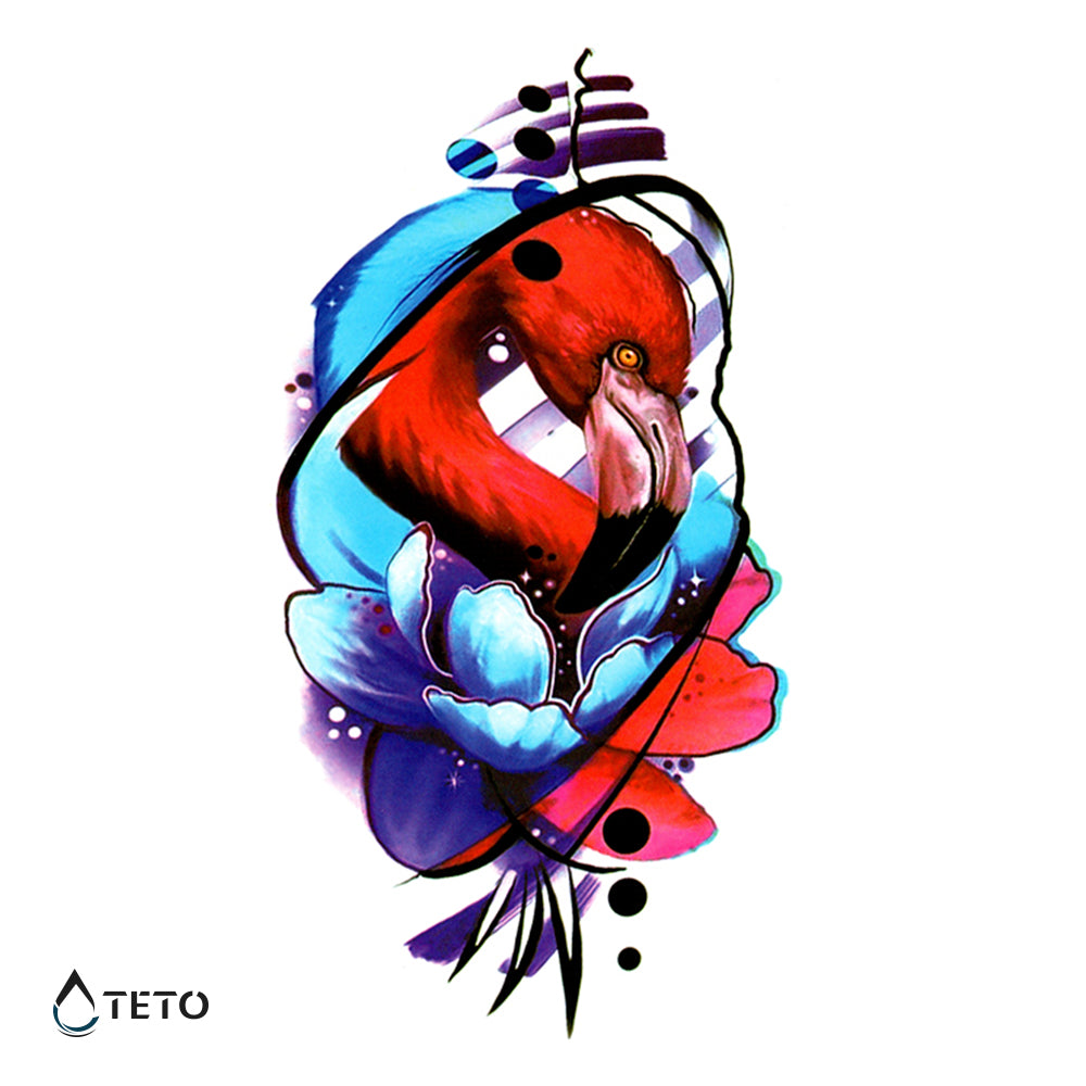 Flamingo s cvijetom - TETO Privremene Tetovaže