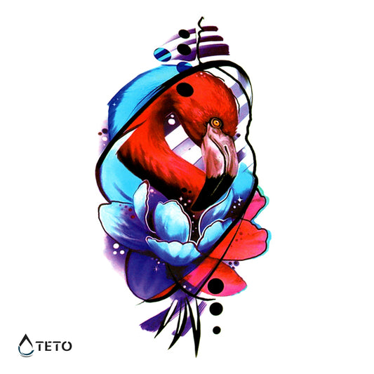 Flamingo s cvijetom - TETO Privremene Tetovaže
