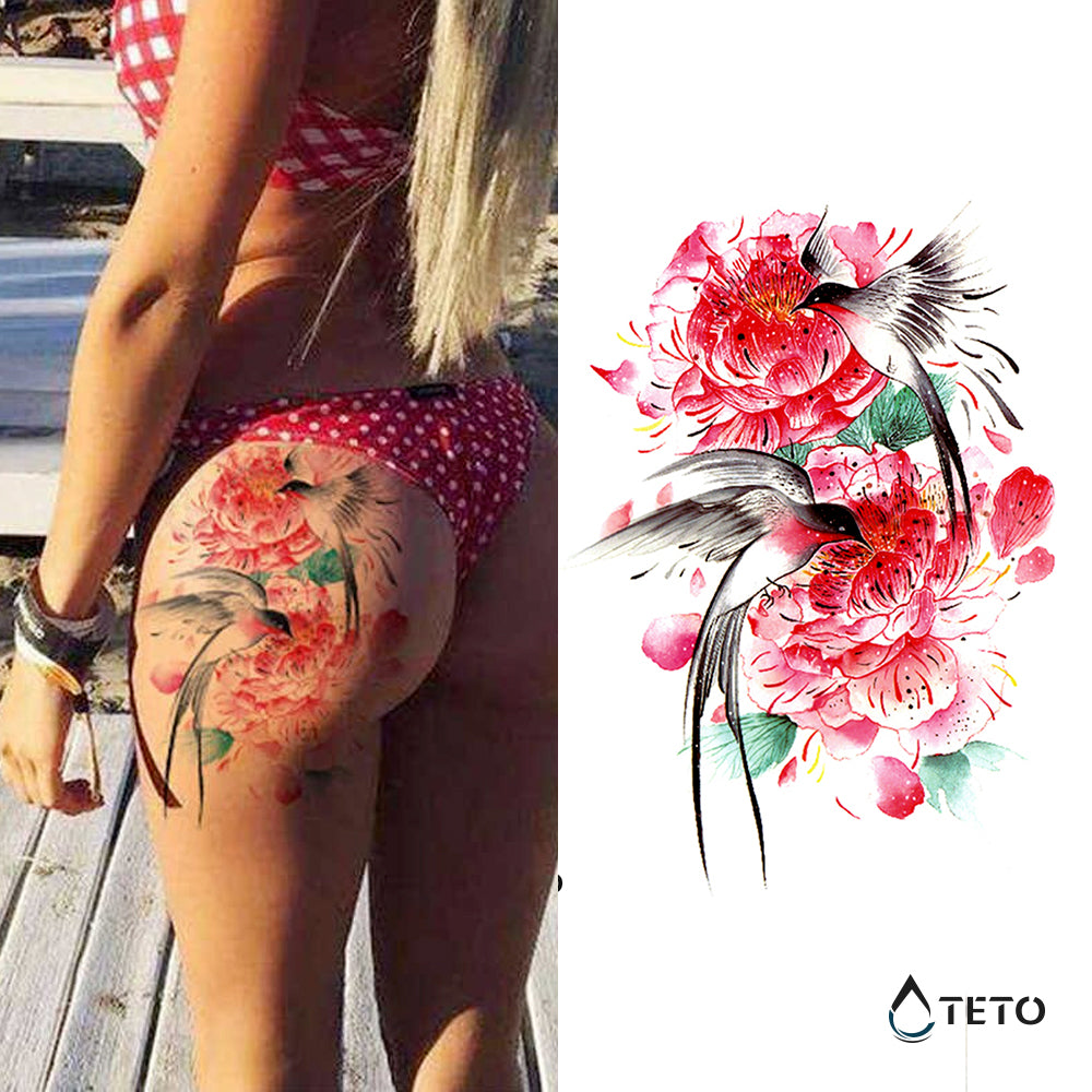 Kolibriji s cvijećem - TETO Privremene Tetovaže