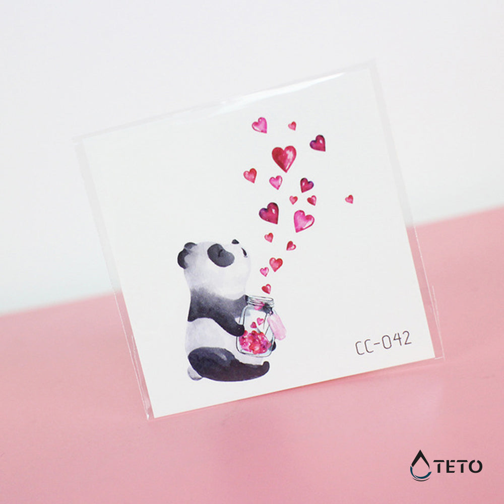 Panda s srcima - TETO Privremene Tetovaže