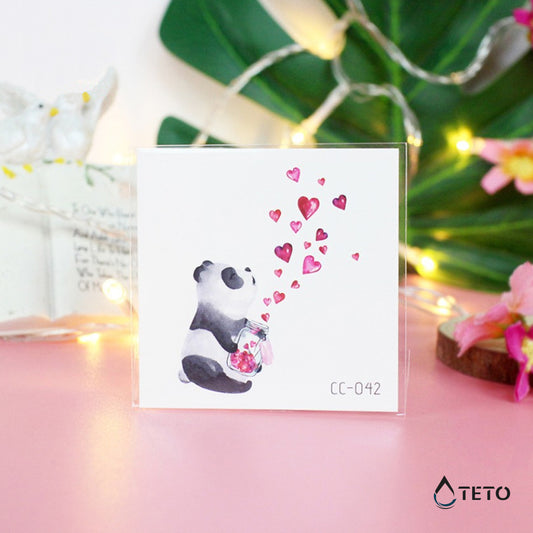 Panda s srcima - TETO Privremene Tetovaže